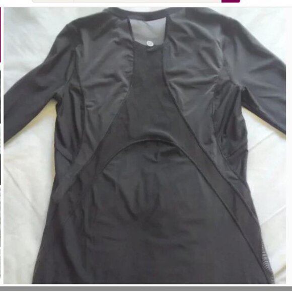 Lululemon Black Long Sleeve Workout Top Sheer Panel at Back 6 - Picture 3 of 3